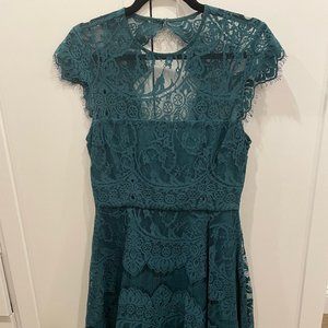 Forest Green Lace Cocktail Dress
